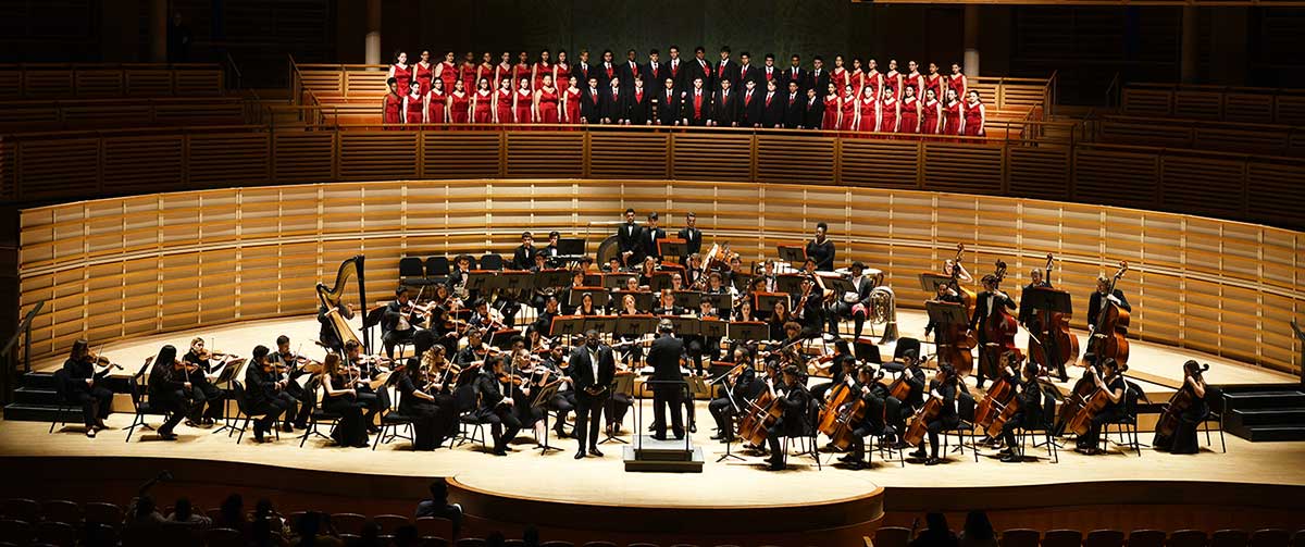 NWSA students performing in the orchestra